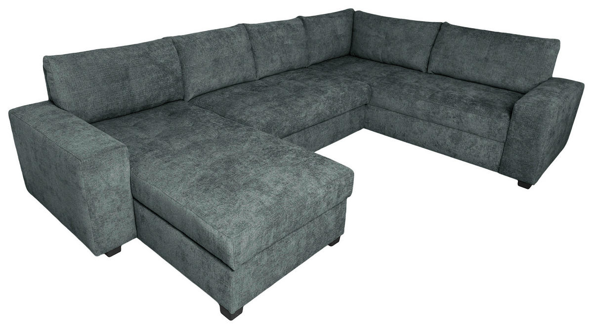 WOHNLANDSCHAFT VALERI Dunkelgrau Chenille  - Dunkelgrau/Schwarz, Design, Kunststoff/Textil (157/305/208cm) - P & B