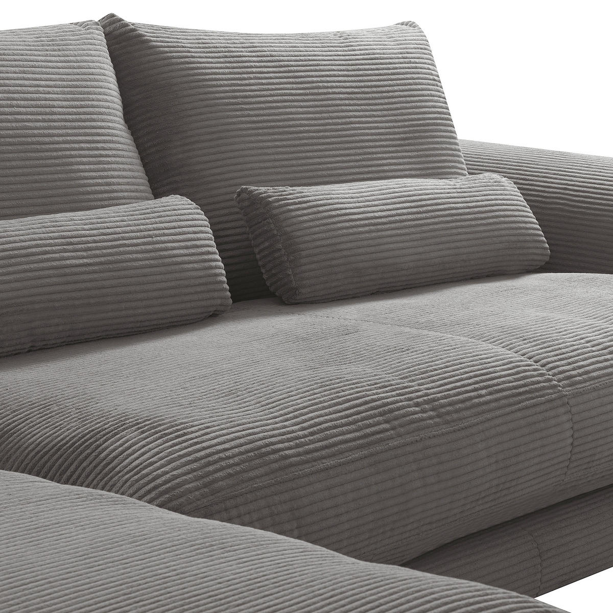 ECKSOFA Grau Cord Nierenkissen, Rückenkissen  - Schwarz/Grau, Design, Textil/Metall (172/313cm) - P & B