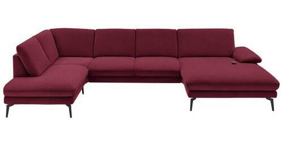 WOHNLANDSCHAFT in Webstoff Rot, Bordeaux  - Bordeaux/Rot, Design, Textil/Metall (208/344/180cm) - Dieter Knoll