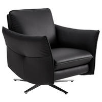 SESSEL Echtleder Schwarz  - Edelstahlfarben/Schwarz, Design, Leder/Metall (80/88/94cm) - Himolla Komfortklass
