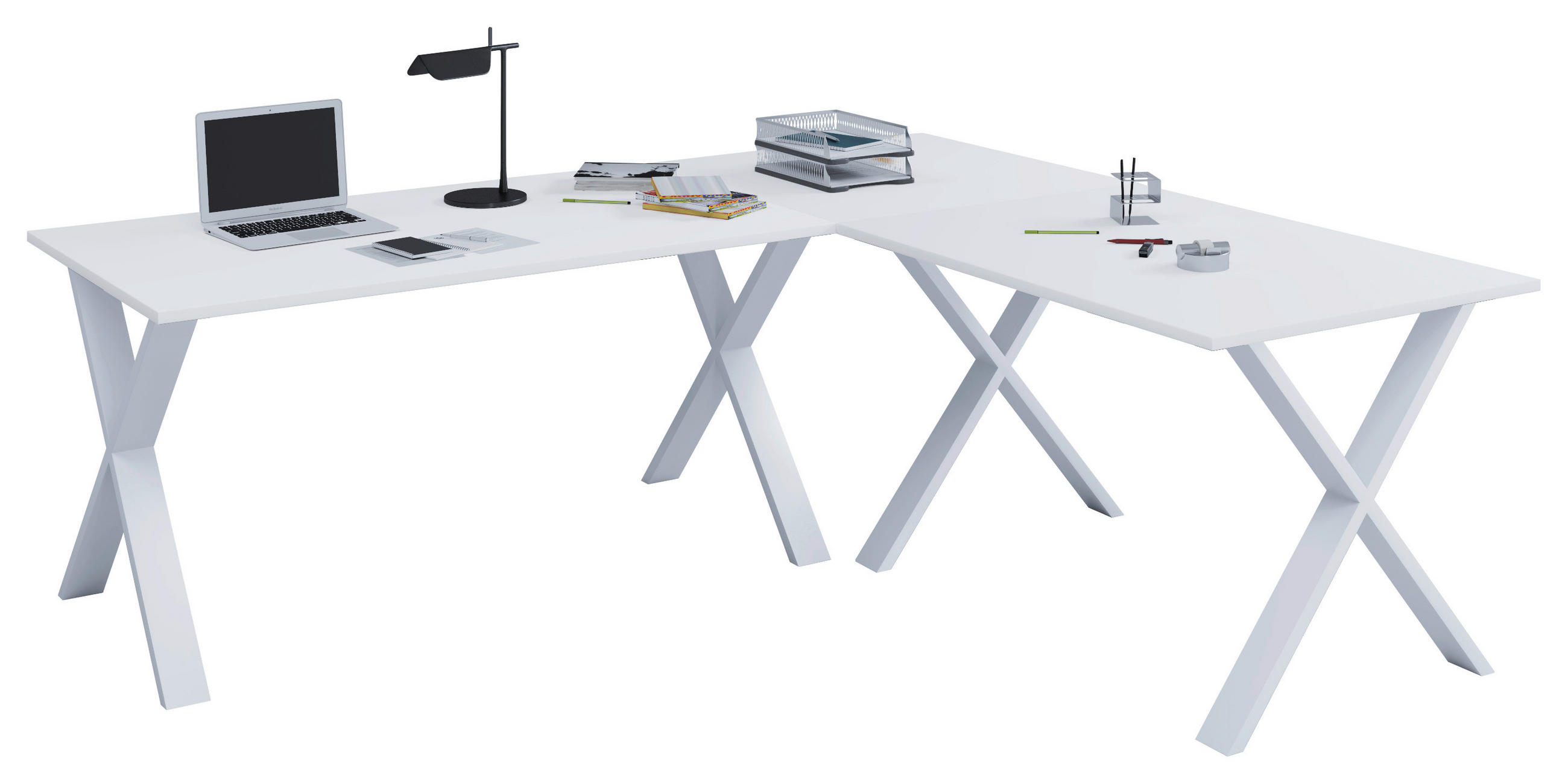 HÖRNSKRIVBORD 160/50/76 cm  in vit  - vit, Modern, metall/trämaterial (160/50/76cm) - MID.YOU