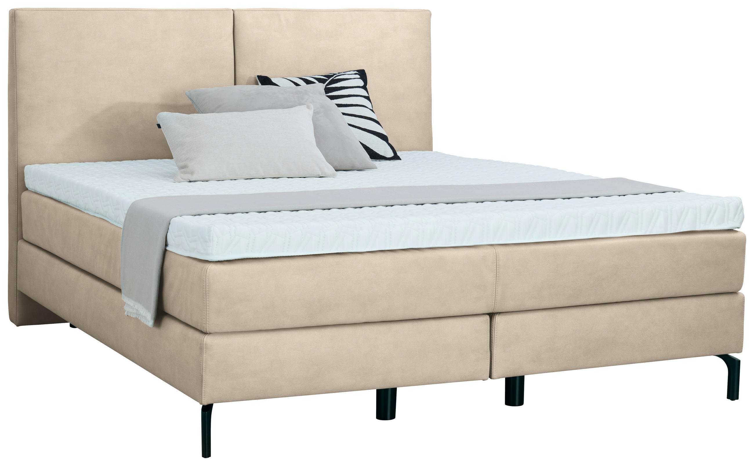 BOXSPRINGBETT 200/200 cm  in Beige  - Beige/Schwarz, KONVENTIONELL, Textil/Metall (200/200cm) - Dieter Knoll