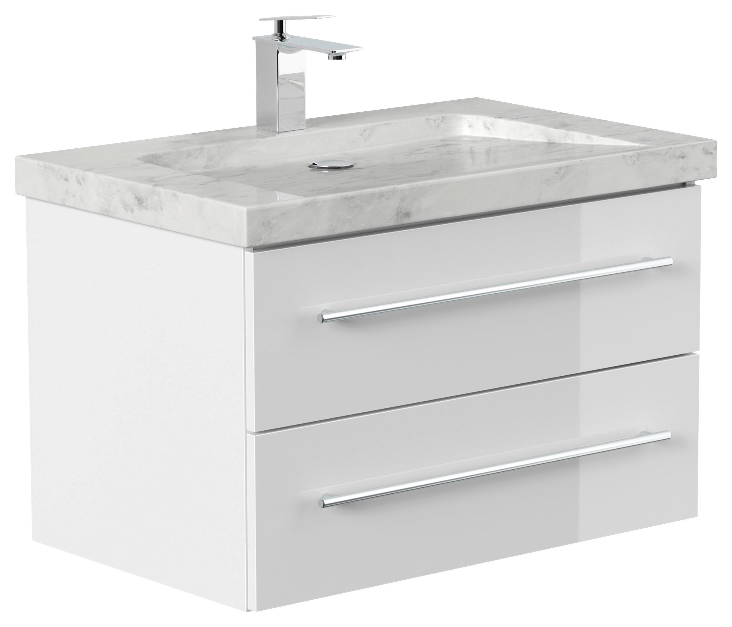 WASCHTISCHKOMBI 75 cm  - Weiß Hochglanz, Basics, Holzwerkstoff/Stein (75cm) - MID.YOU