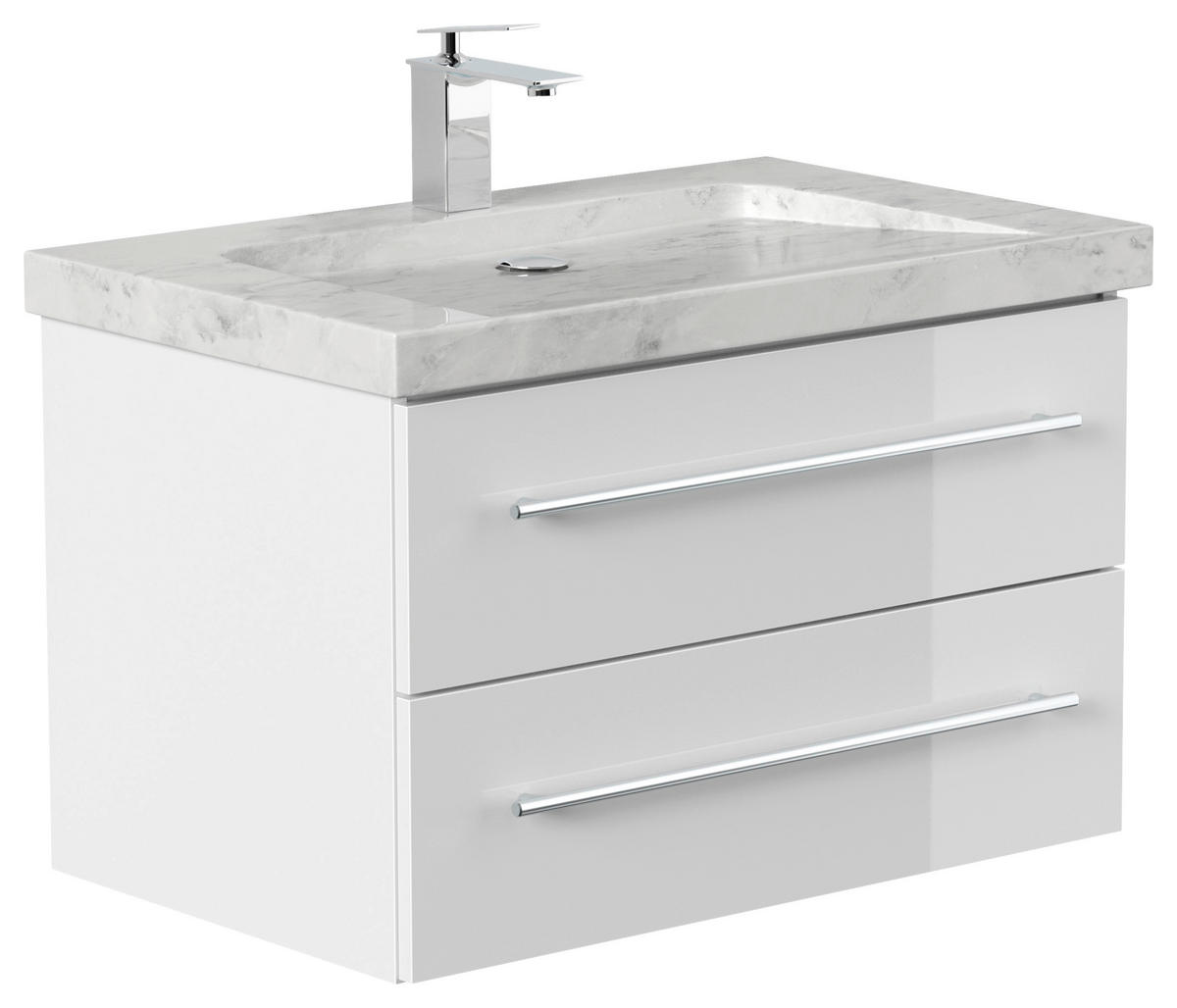 WASCHTISCHKOMBI 75 cm  - Weiß Hochglanz, Basics, Holzwerkstoff/Stein (75cm) - MID.YOU