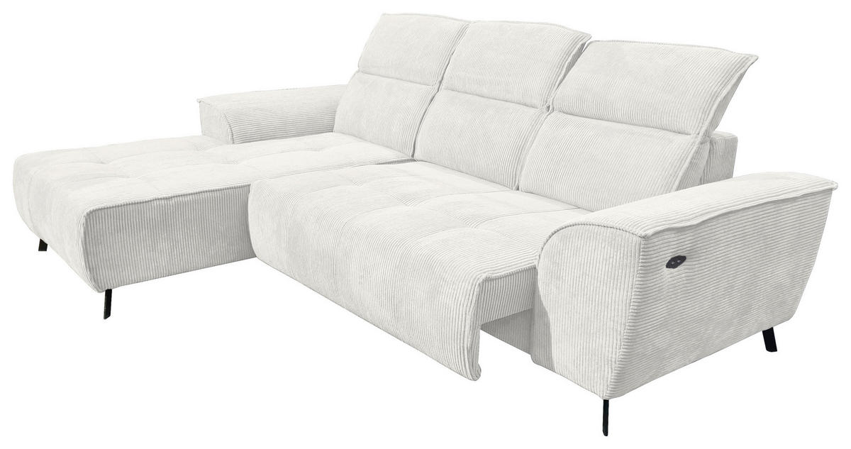 ECKSOFA Creme Cord  - Creme/Schwarz, KONVENTIONELL, Textil/Metall (196/290cm) - Carryhome