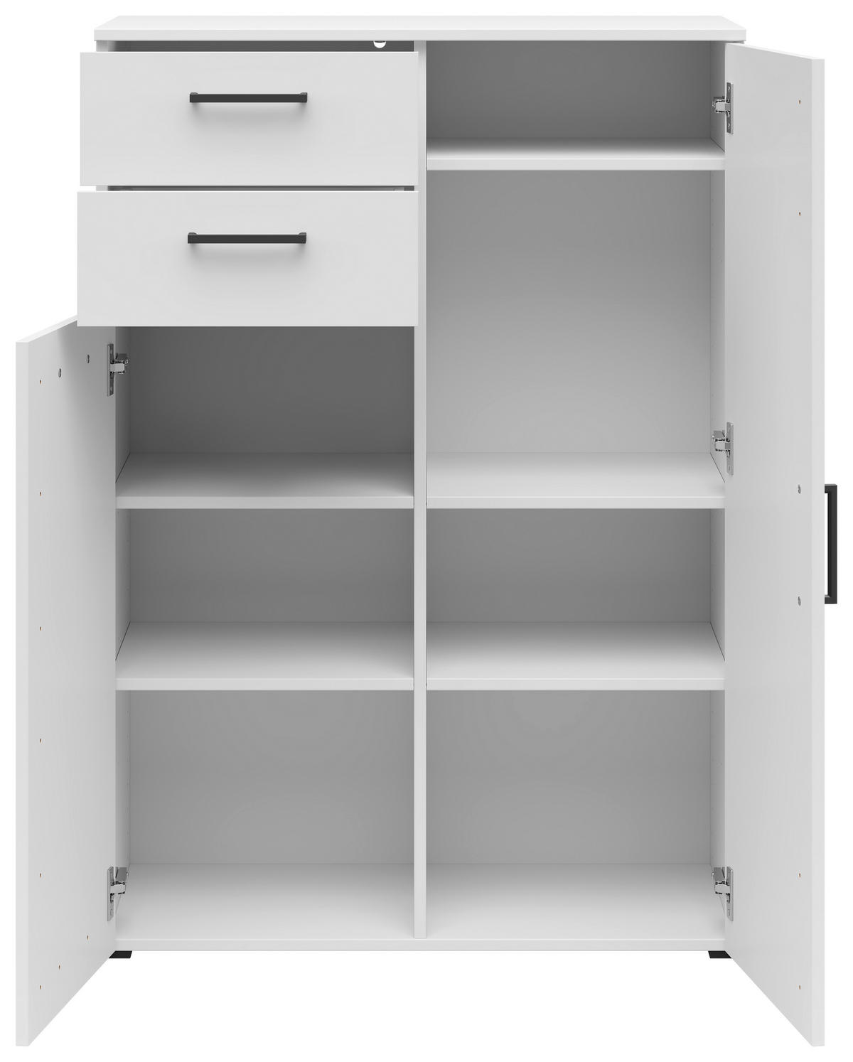 KOMODA   80/115/40 cm   bijela  - bijela/crna, Moderno, drvni materijal/plastika (80/115/40cm) - Carryhome