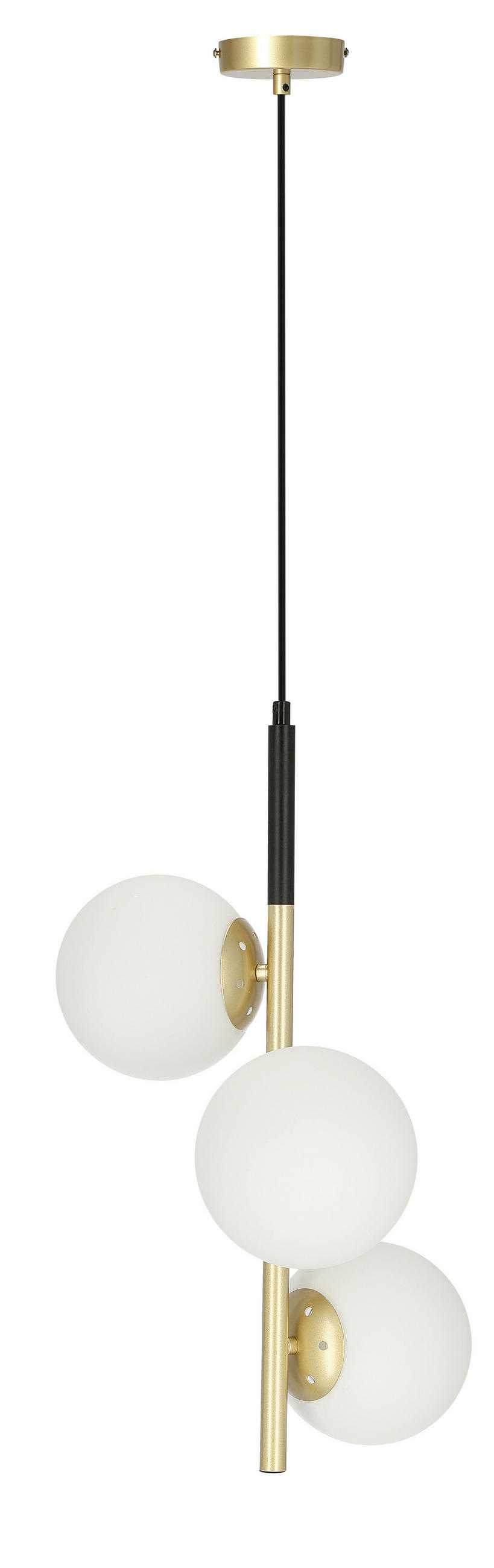 XXXLutz Hängeleuchte Duo Schwarz, Weiß, Gold 32.5x115x32.5 cm
