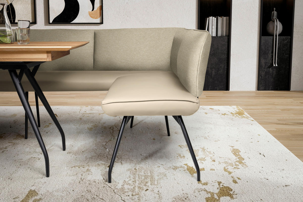 ECKBANK 165/225 cm  in Beige  - Beige/Schwarz, Design, Textil/Metall (165/225cm) - Moderano