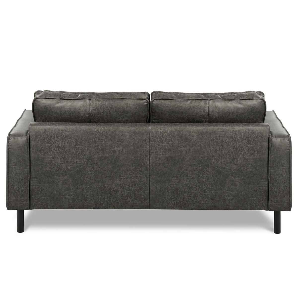 2,5-SITZER Dunkelgrau Echtleder Lederlook  - Dunkelgrau/Schwarz, Design, Leder/Textil (168/85/92cm) - Livetastic