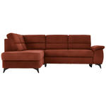 ECKSOFA in Flachgewebe Kupferfarben, Rostfarben  - Rostfarben/Schwarz, KONVENTIONELL, Textil/Metall (194/257cm) - Cantus