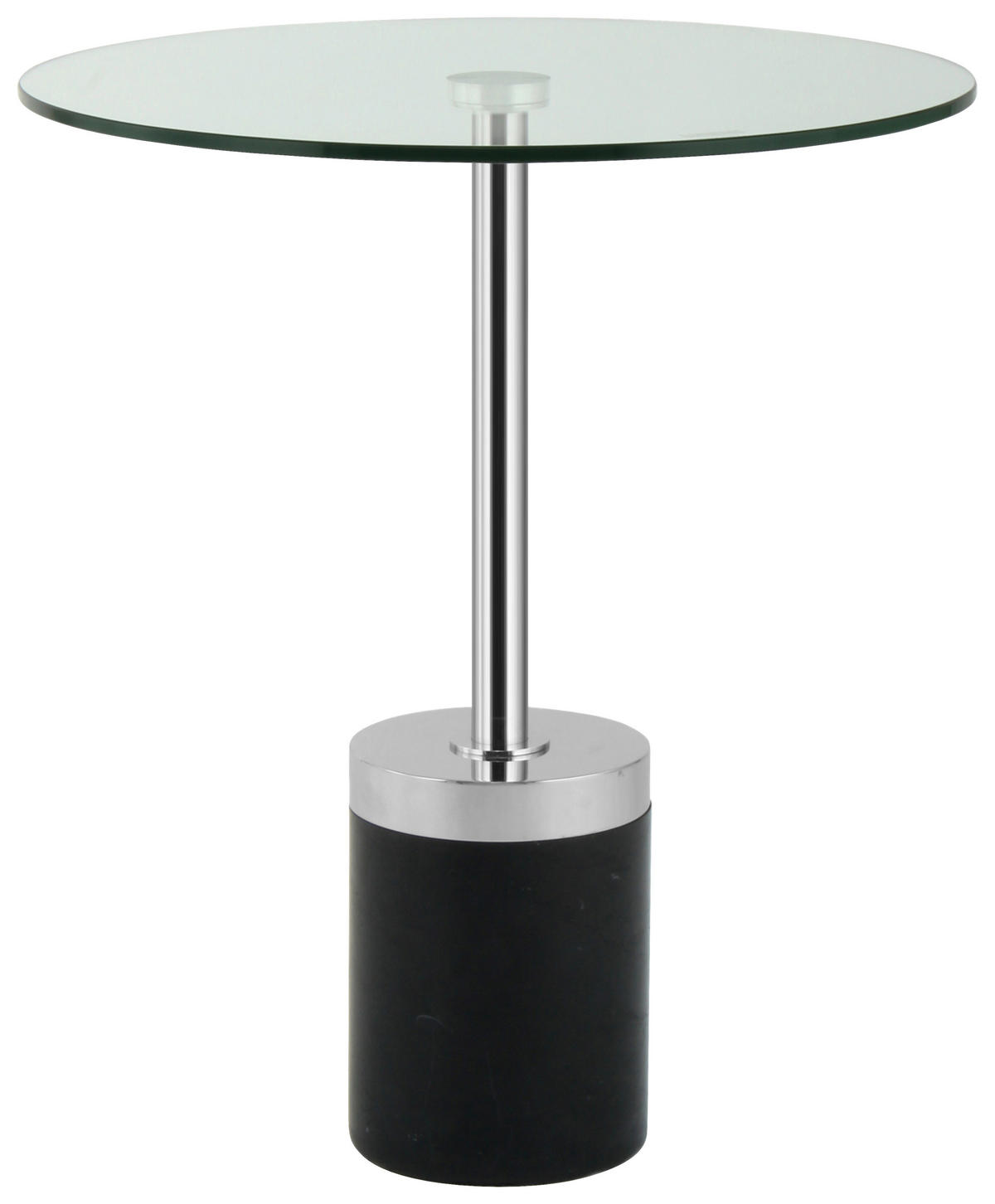 BEISTELLTISCH 46/46/53 cm Schwarz, Silberfarben rund  - Silberfarben/Schwarz, Design, Glas/Stein (46/46/53cm) - Kayoom