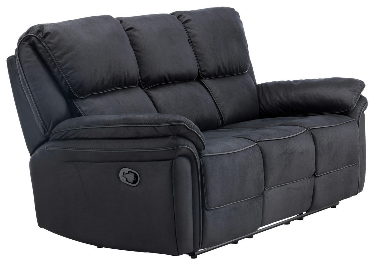 3-SITZER-SOFA in Lederlook (vegan) Schwarz  - Schwarz, Design, Kunststoff/Textil (228/103/99cm) - Livetastic