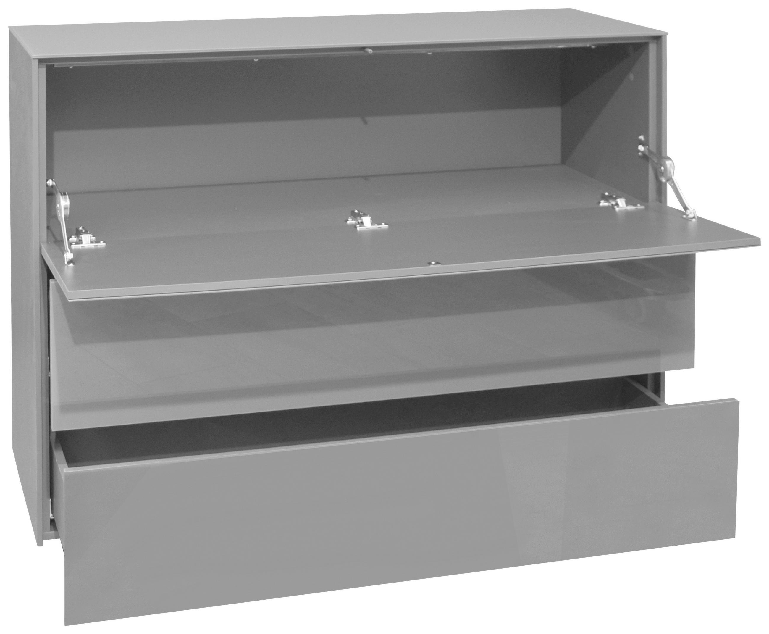 SIDEBOARD Imola  in 121/89/42 cm  - Hellgrau/Schwarz, Design, Glas/Holzwerkstoff (121/89/42cm) - Novel