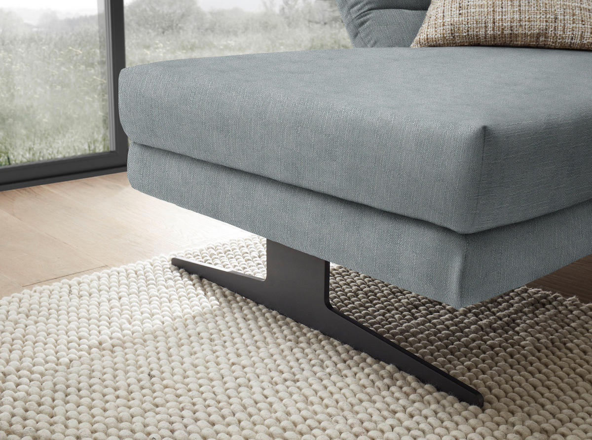 ECKSOFA in Flachgewebe Hellblau  - Schwarz/Hellblau, Design, Textil/Metall (176-217/279-327cm) - Dieter Knoll