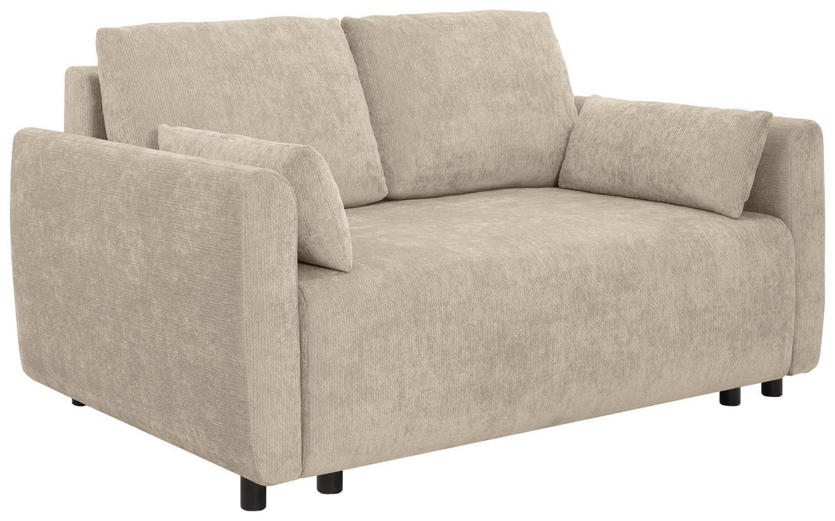 SCHLAFSOFA Chenille Beige  - Beige/Schwarz, KONVENTIONELL, Kunststoff/Textil (161/90/108cm) - Carryhome