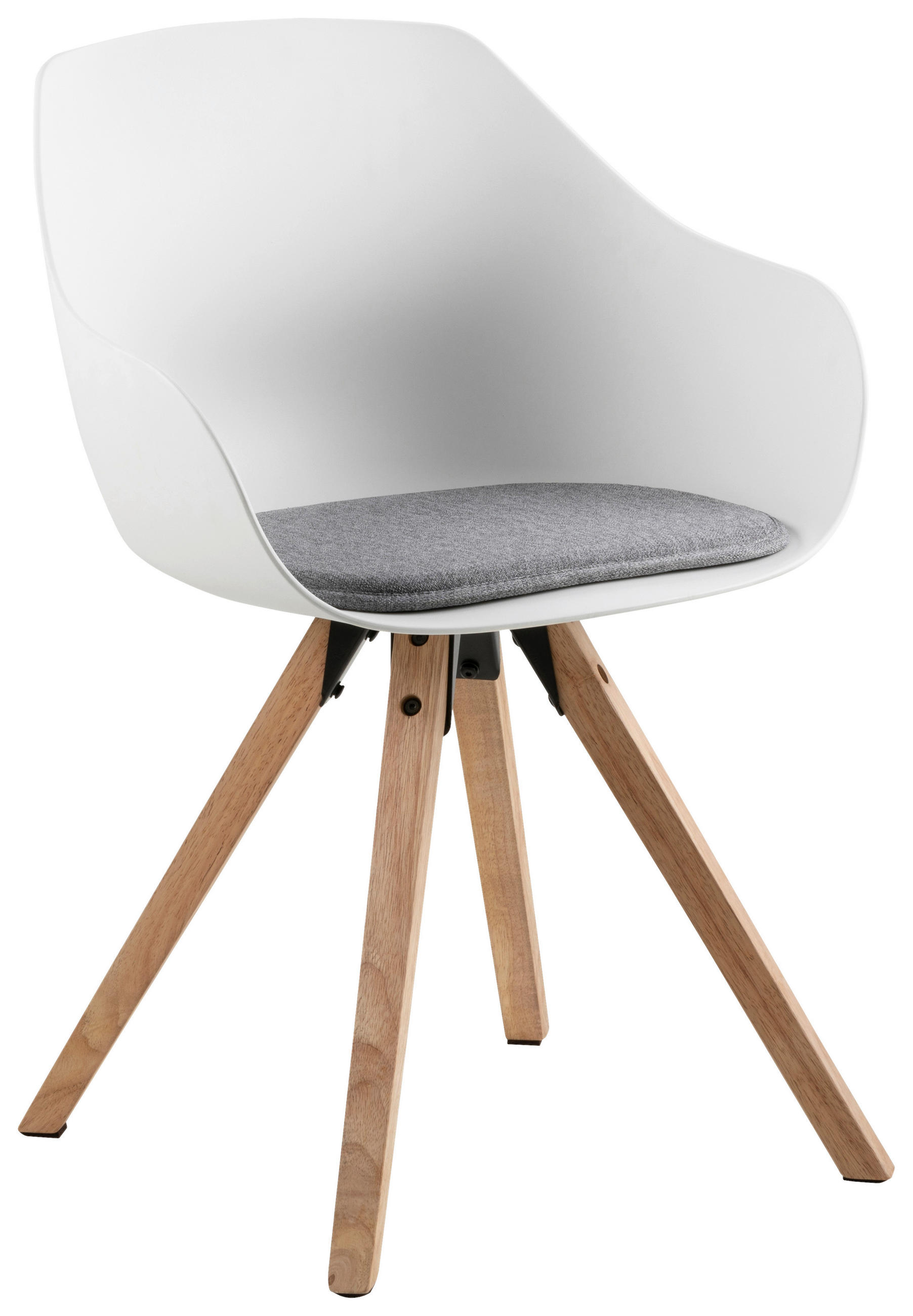 Schalenstuhl Tina Weiß/Grau Echtholz Beine