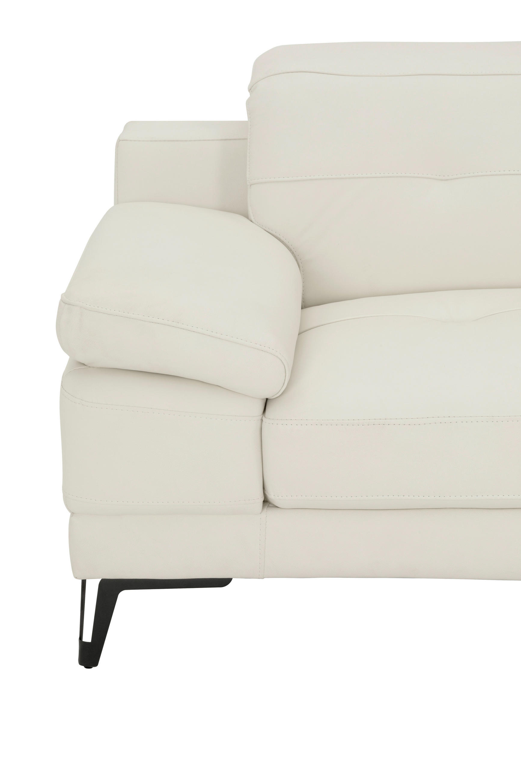 ECKSOFA Weiß Echtleder  - Schwarz/Weiß, MODERN, Leder/Metall (287/224cm) - MID.YOU