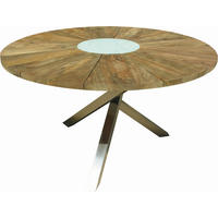 GARTENTISCH Holz, Metall Edelstahlfarben, Teakfarben rund  - Edelstahlfarben/Teakfarben, Design, Holz/Metall (135/135/75cm) - Zebra 