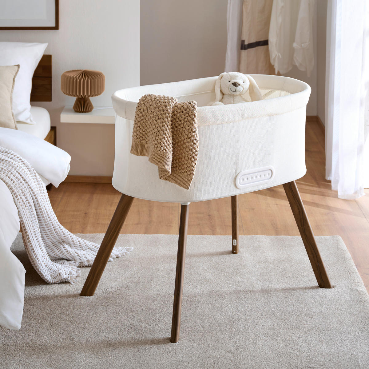 PRÍSTAVNÁ POSTIEĽKA   - biela/prírodná farba, Trend, kov/textil (89/58,6/87cm) - Jimmylee