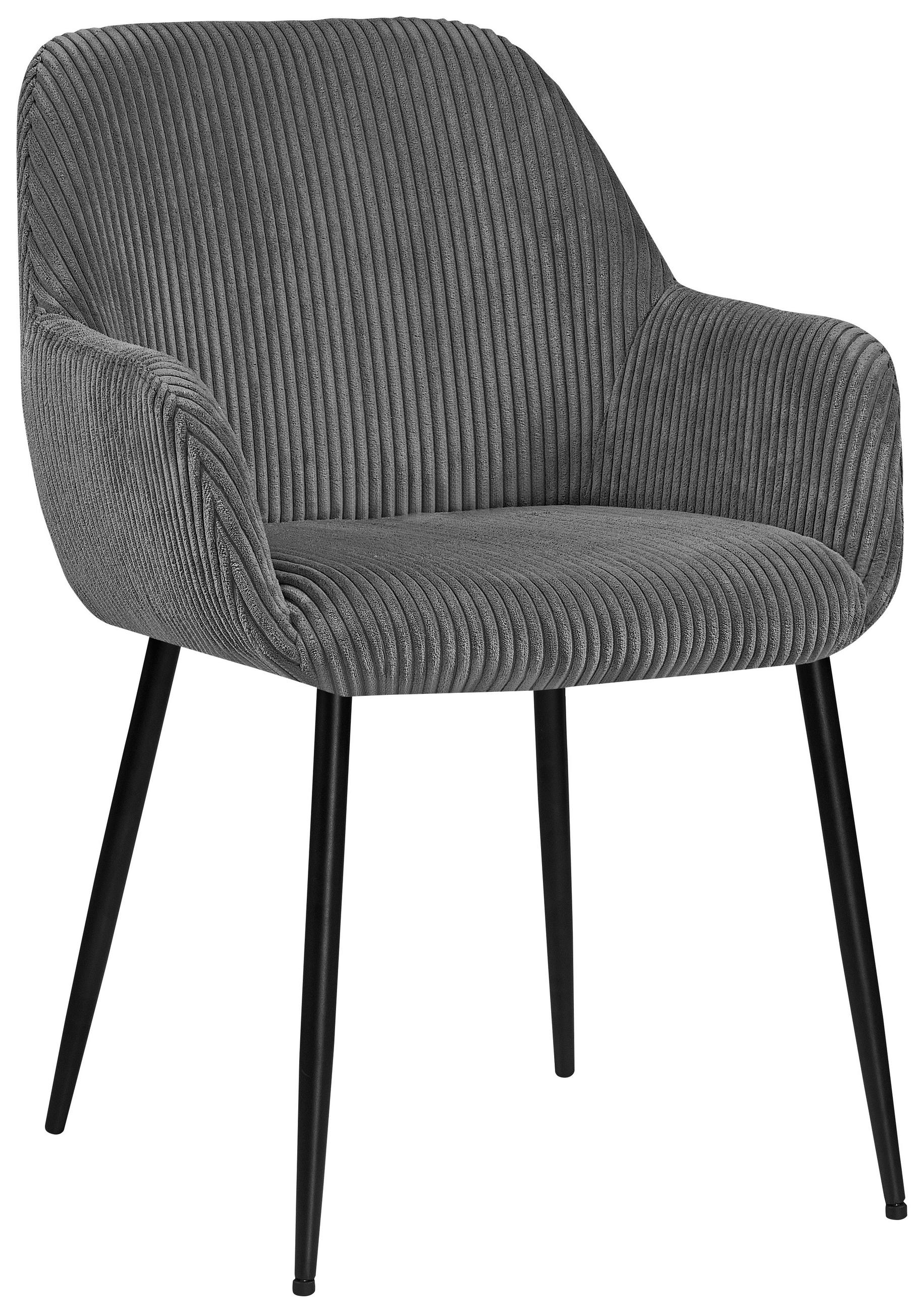 STOLIČKA S PODRÚČKAMI, železo, kord, čierna, tmavosivá - čierna/tmavosivá, Design, kov/textil (57/85/60cm) - Xora