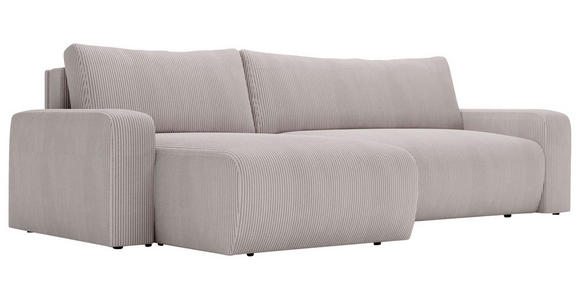 ECKSOFA in Cord Hellgrau  - Hellgrau/Schwarz, MODERN, Kunststoff/Textil (150/245cm) - Carryhome