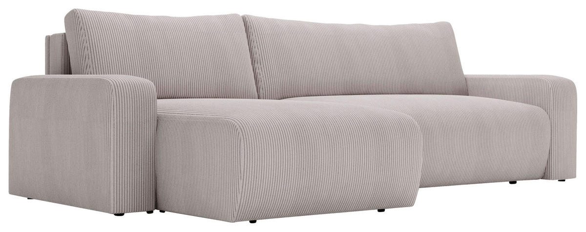 ECKSOFA in Cord Hellgrau  - Hellgrau/Schwarz, Modern, Kunststoff/Textil (150/245cm) - Carryhome