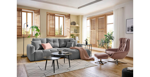 ECKSOFA  in Chenille Grau, Dunkelgrau  - Dunkelgrau/Schwarz, MODERN, Kunststoff/Textil (276/172cm) - Hom`in