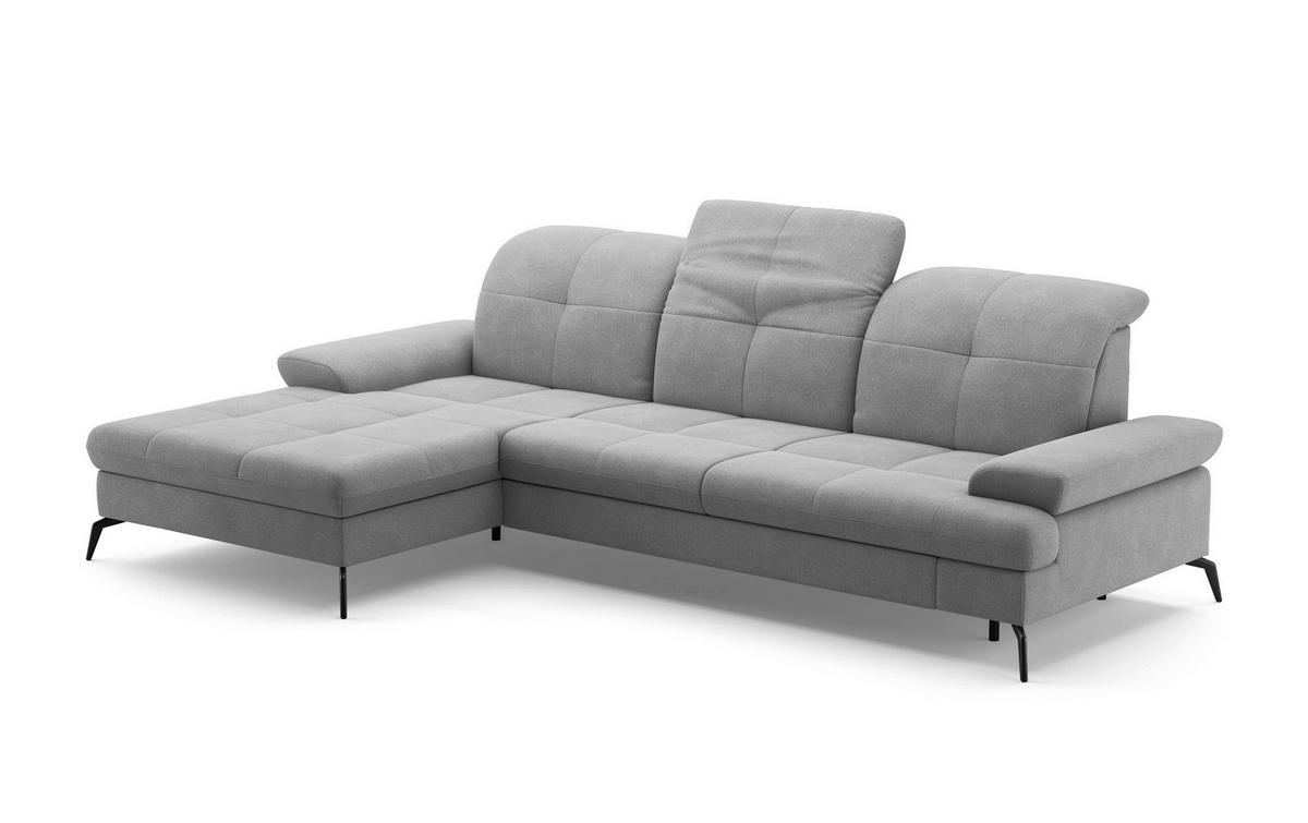 ECKSOFA in Flachgewebe Grau  - Schwarz/Grau, Konventionell, Textil/Metall (185/279cm) - Sit & More