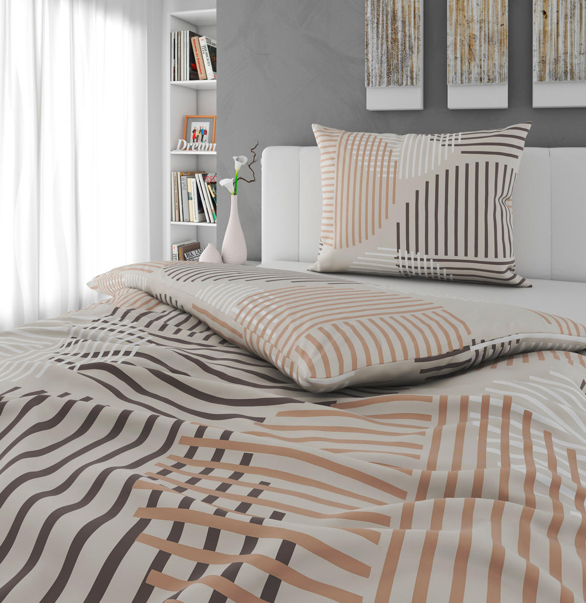 BETTWÄSCHE 2-teilig Satin 140/200 cm  - Braun, KONVENTIONELL, Textil (140/200cm) - Novel