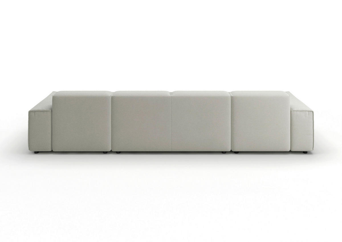 WOHNLANDSCHAFT Hellgrau Cord  - Hellgrau/Schwarz, MODERN, Kunststoff/Textil (189/340/189cm) - Pure Home Lifestyle