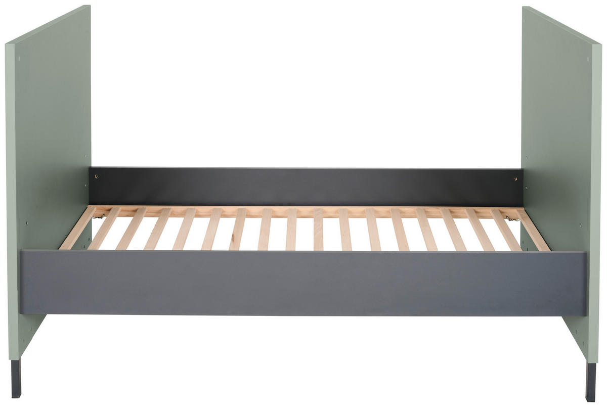 OTROŠKA POSTELJICA MIA bukev antracit, zelena  - zelena/antracit, Basics, leseni material/les (70/140cm) - Jimmylee
