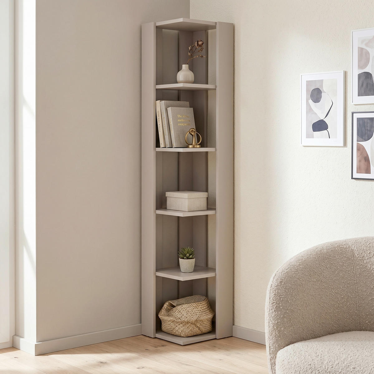 ECKREGAL 34/161/34 cm Beige  - Beige, Design, Holzwerkstoff (34/161/34cm) - Livetastic