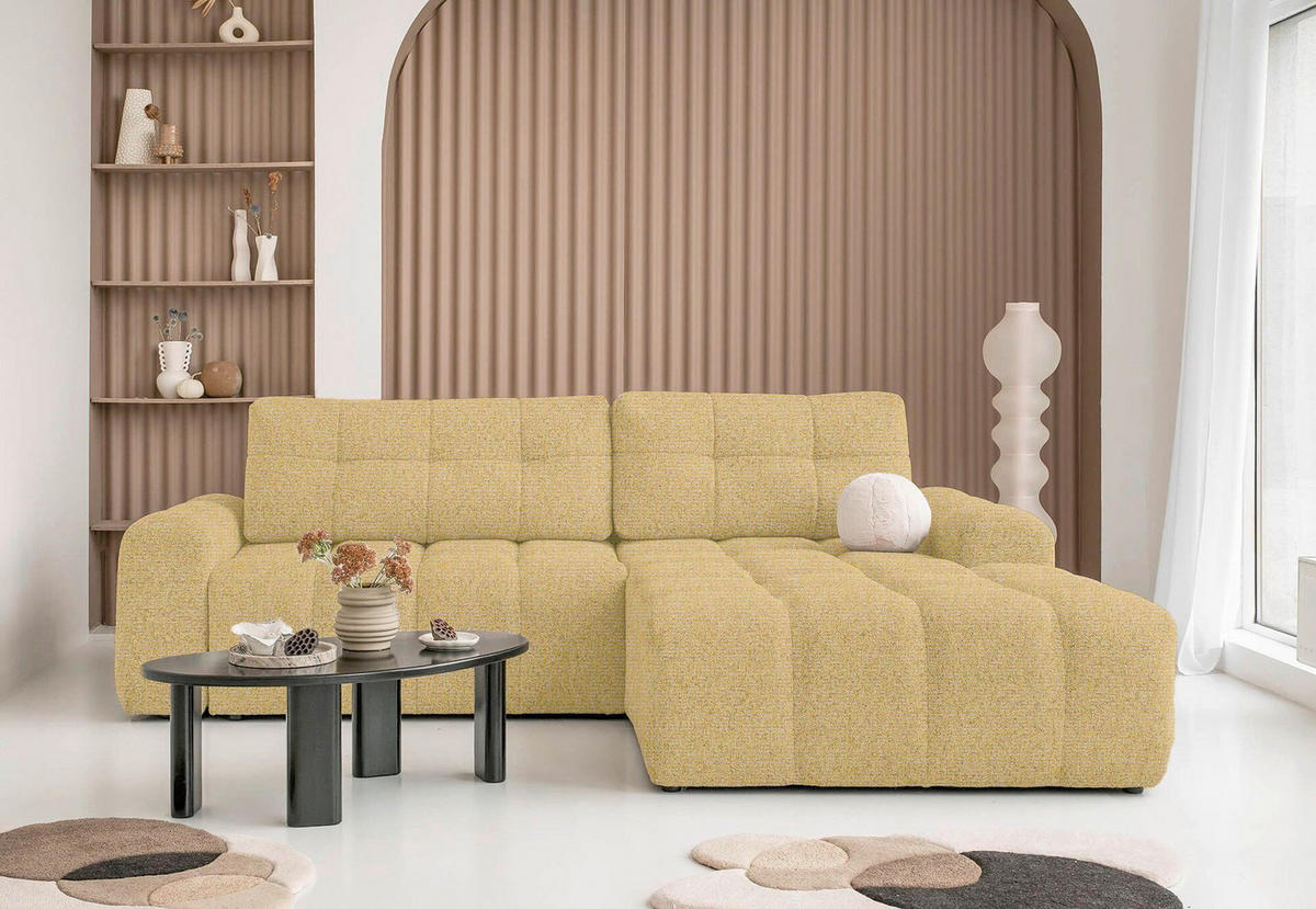 ECKSOFA  in Gelb  268/184 cm  - Gelb/Schwarz, Design, Kunststoff/Textil (268/184cm) - MID.YOU