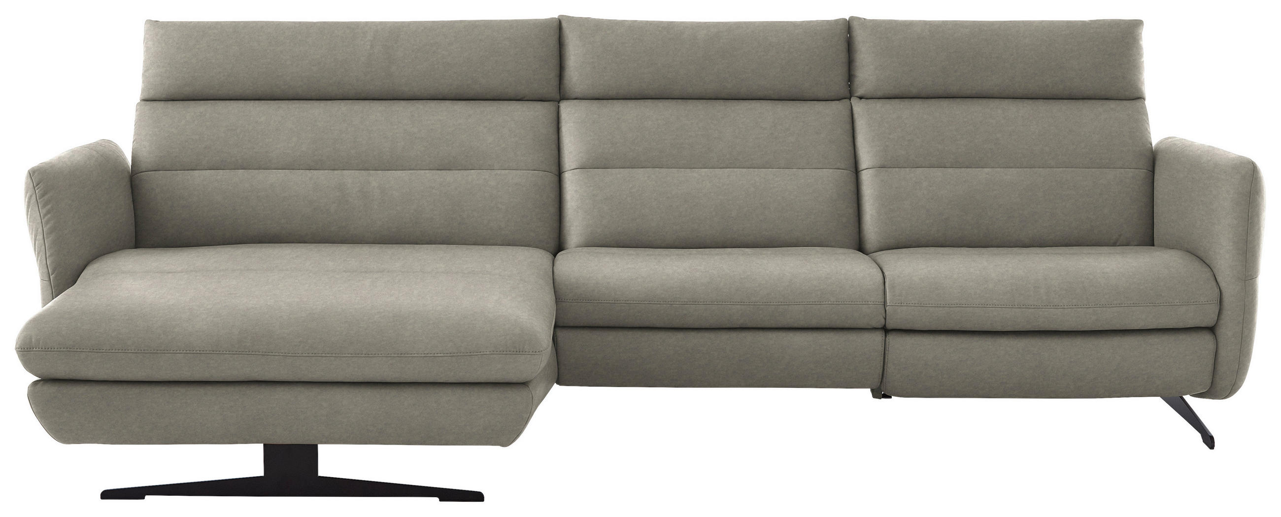ECKSOFA in Echtleder Hellgrau  - Hellgrau/Schwarz, Design, Leder/Metall (169/298cm) - Dieter Knoll