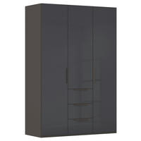 DREHTÜRENSCHRANK 151/223/61 cm,  in Graphitfarben, 3-türig  - Graphitfarben, Basics, Glas/Holzwerkstoff (151/223/61cm) - Novel