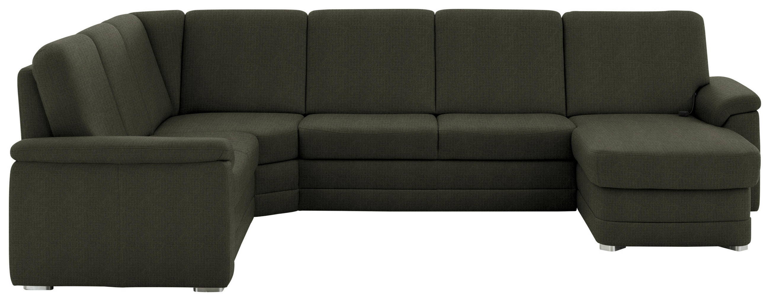 WOHNLANDSCHAFT Chenille Dunkelgrün  - Dunkelgrün/Alufarben, Konventionell, Holz/Textil (235/329/160cm) - Beldomo Comfort