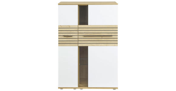 HIGHBOARD 90/131/40 cm  - Eichefarben/Schwarz, KONVENTIONELL, Glas/Holzwerkstoff (90/131/40cm) - Venda