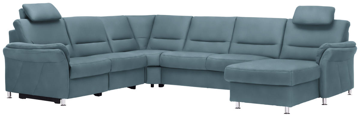 WOHNLANDSCHAFT in Mikrofaser Hellblau  - Alufarben/Hellblau, Konventionell, Textil/Metall (262/335/173cm) - Beldomo System