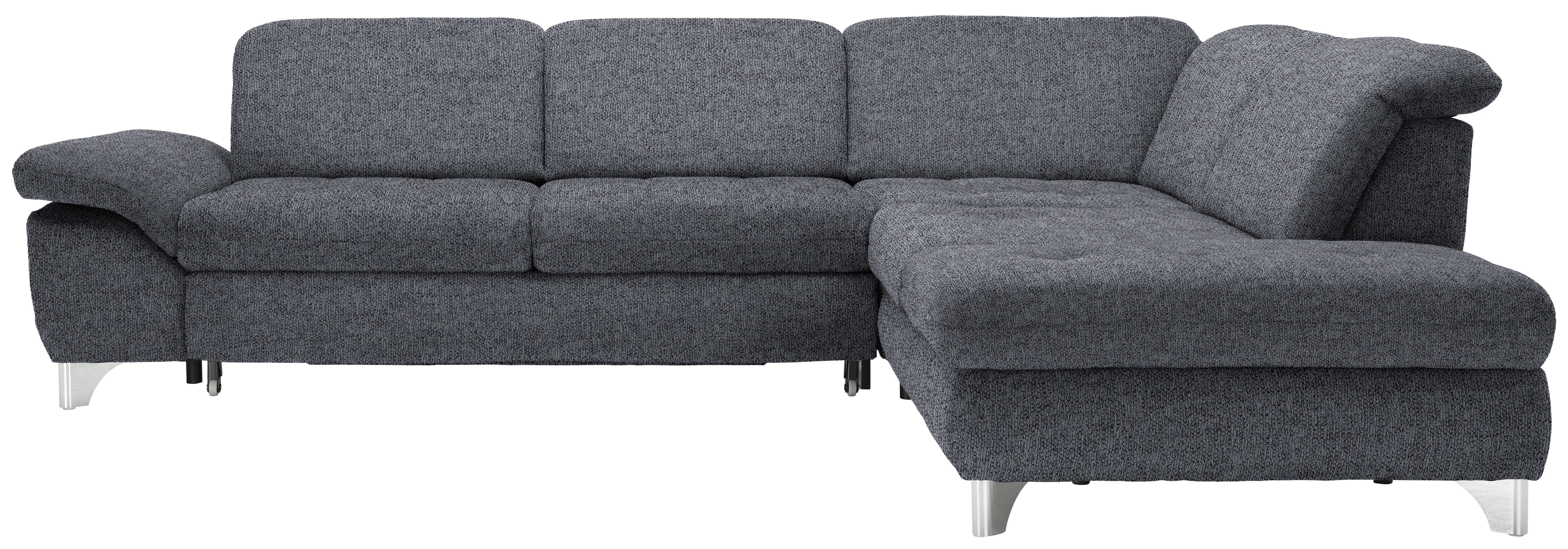 ECKSOFA in Webstoff Anthrazit  - Chromfarben/Anthrazit, Design, Textil/Metall (319/260cm) - Beldomo Style