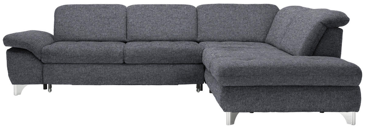 ECKSOFA in Webstoff Anthrazit  - Chromfarben/Anthrazit, Design, Textil/Metall (319/260cm) - Beldomo Style