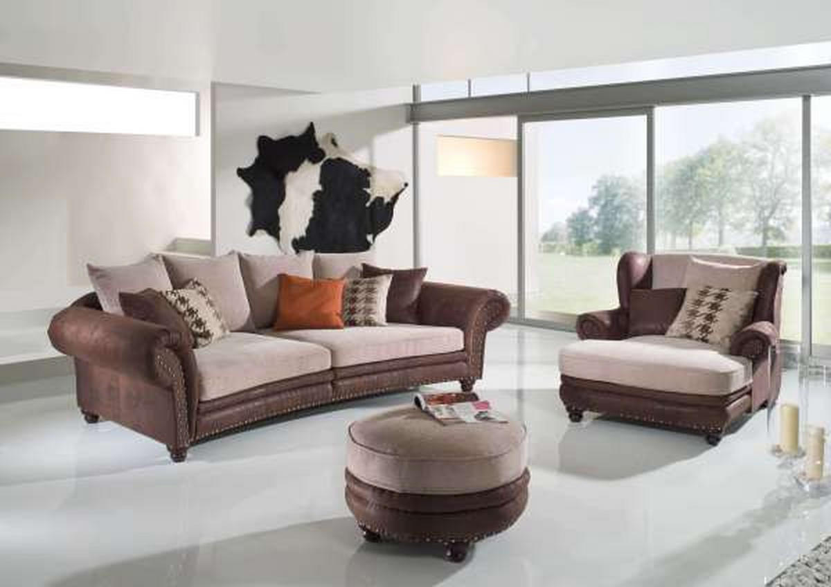 XXL-SESSEL in Lederlook, Webstoff Braun, Beige  - Beige/Braun, Romantik / Landhaus (125/100/140cm) - Landscape