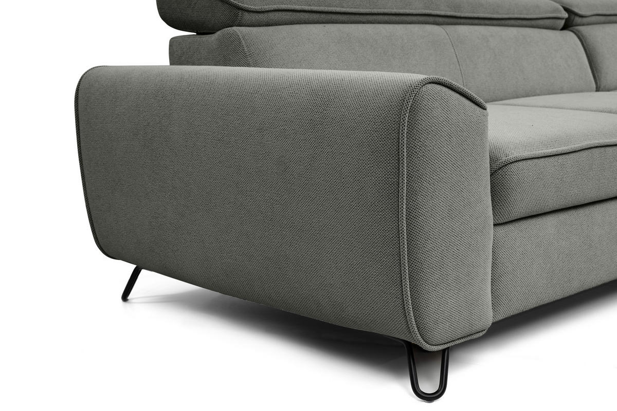ECKSOFA in Flachgewebe Dunkelgrau  - Dunkelgrau/Schwarz, Design, Textil/Metall (250/200cm) - Stylife