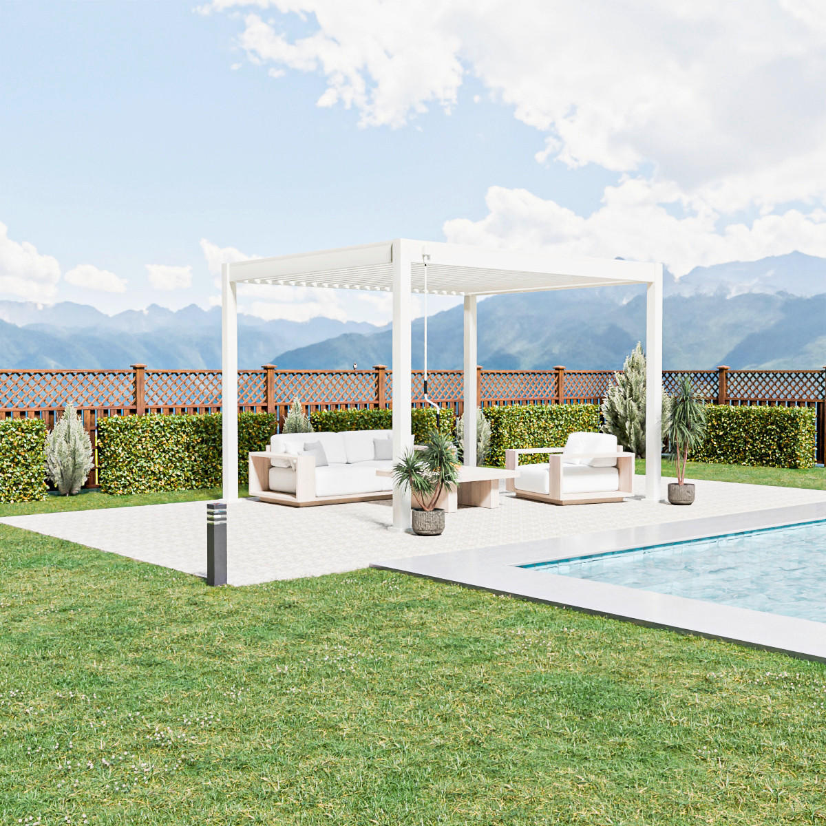 PERGOLA 300/255/360 cm Aluminium  - Weiß Hochglanz, Basics, Metall (300/255/360cm) - Gardenson