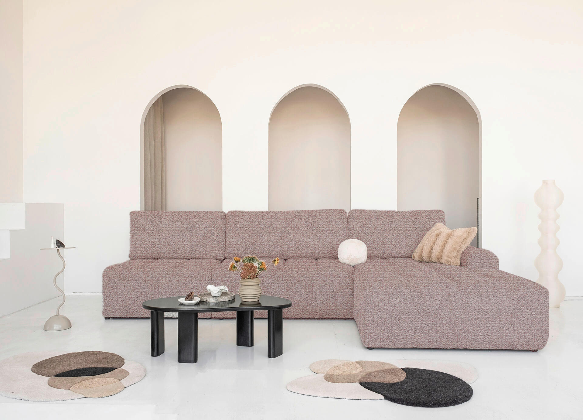 ECKSOFA  in Rot  338/184 cm  - Rot/Schwarz, Design, Textil (338/184cm) - MID.YOU