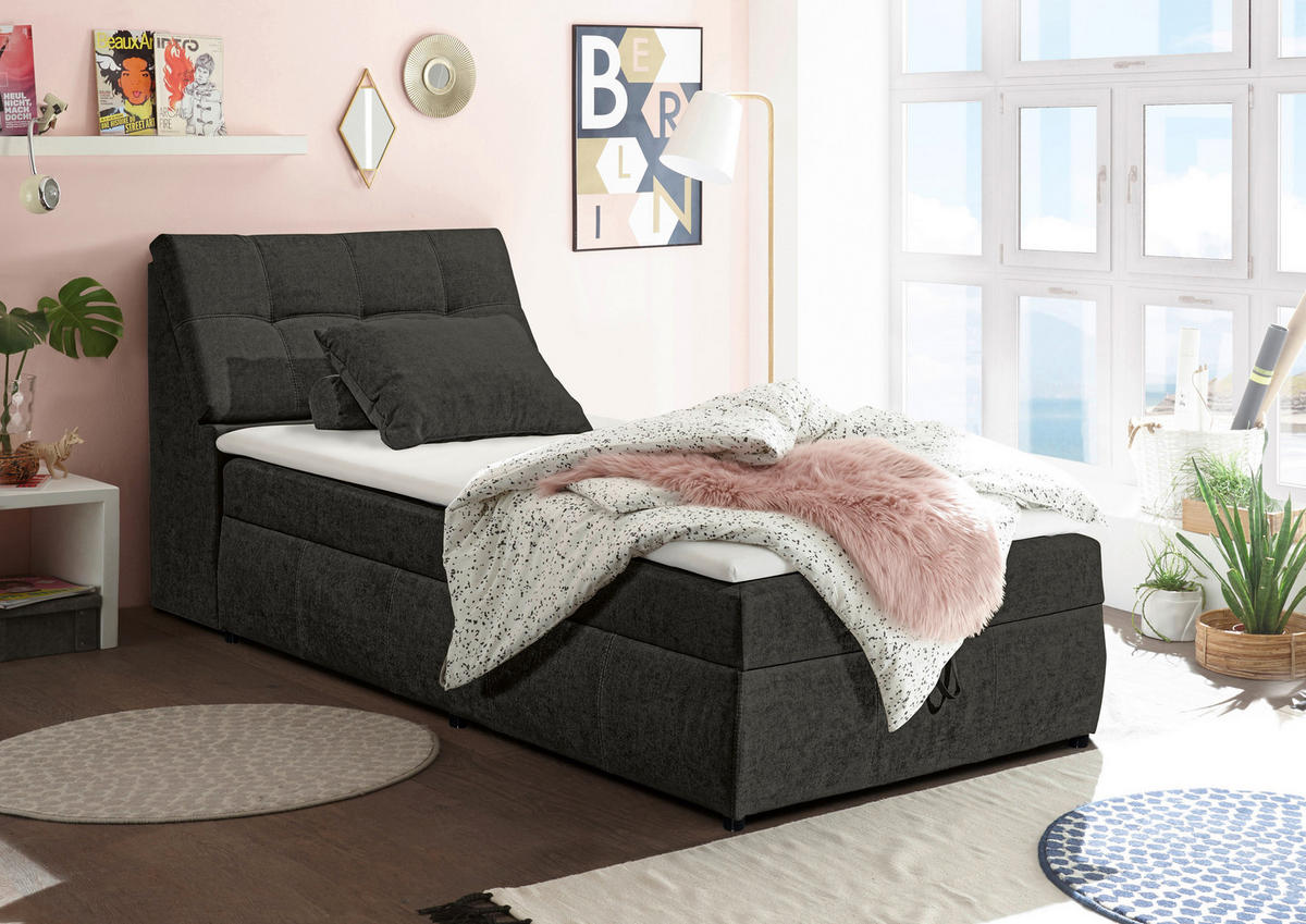 BOXBETT 120/200 cm  in Schwarz  - Schwarz, Design, Kunststoff/Textil (120/200cm) - Carryhome