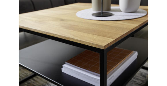 COUCHTISCH in Holz, Metall 65/65/41,5 cm - Eichefarben/Schwarz, Design, Holz/Metall (65/65/41,5cm) - Johann Jakob