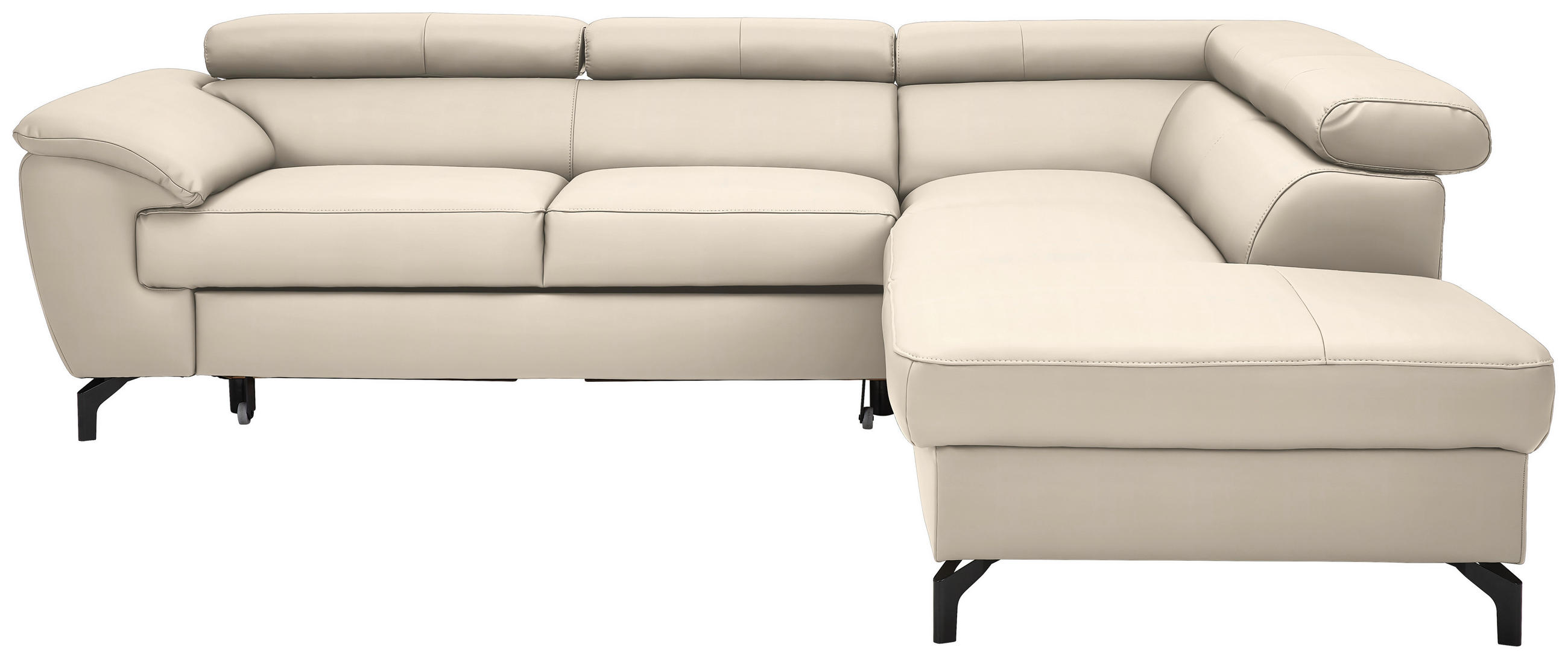 SAROKKANAPÉ textil, bőr bézs  - bézs/fekete, Design, bőr/textil (256/220cm) - Celina Home