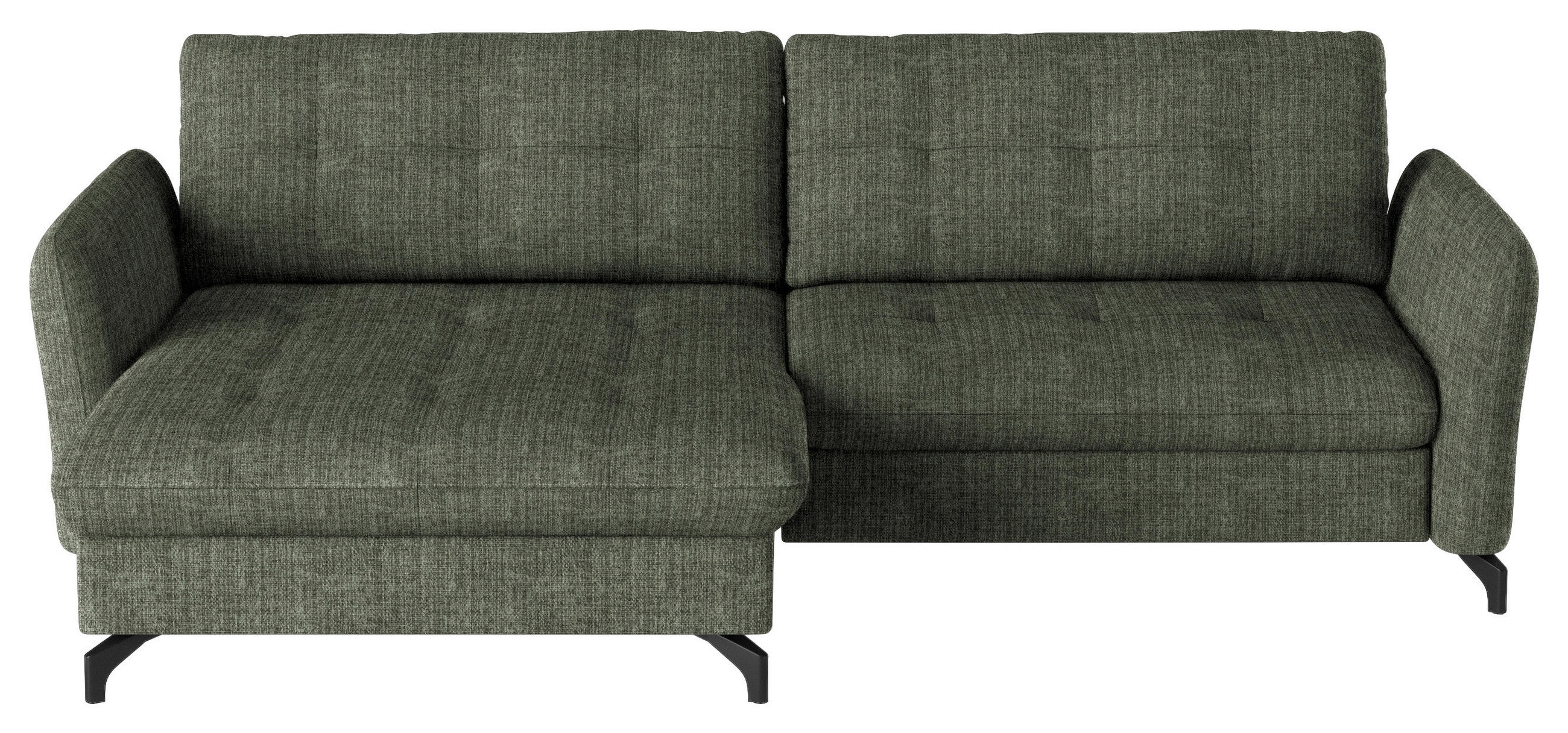 ECKSOFA Grün Flachgewebe, Leinenoptik  - Schwarz/Grün, Design, Textil/Metall (170/242cm) - Xora
