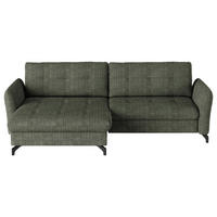 ECKSOFA in Flachgewebe, Leinenoptik Grün  170/242 cm  - Schwarz/Grün, Design, Textil/Metall (170/242cm) - Xora