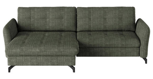 ECKSOFA in Flachgewebe, Leinenoptik Grün  170/242 cm  - Schwarz/Grün, Design, Textil/Metall (170/242cm) - Xora